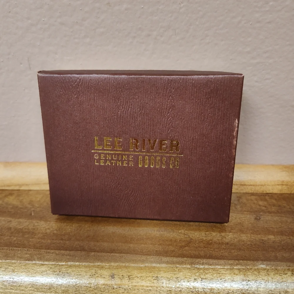 NWT! Men's Lee River Leather Goods Co. Black Bifold Money Clip Wallet